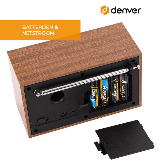 Denver DAB Radio - Retro Radio - Keukenradio - Draagbare Radio - Batterijen & Netstroom - DAB46DG