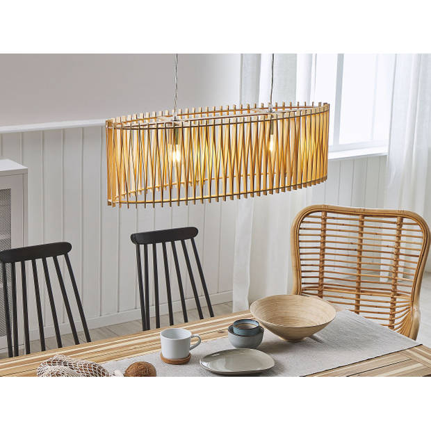 Beliani CHARI - Hanglamp-Lichte houtkleur-Multiplex
