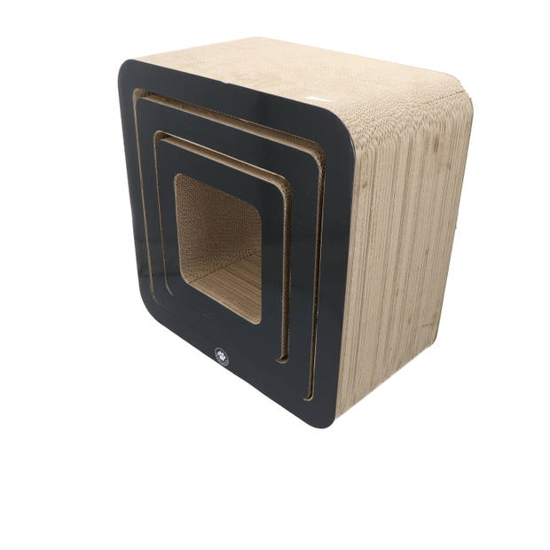 4animalz® Cube Black - kartonnen krabpaal katten - 45x24x45cm - Zwart