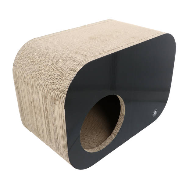 4animalz® Nest Zwart - kartonnen krabpaal voor katten - 54,5x27x37,4cm