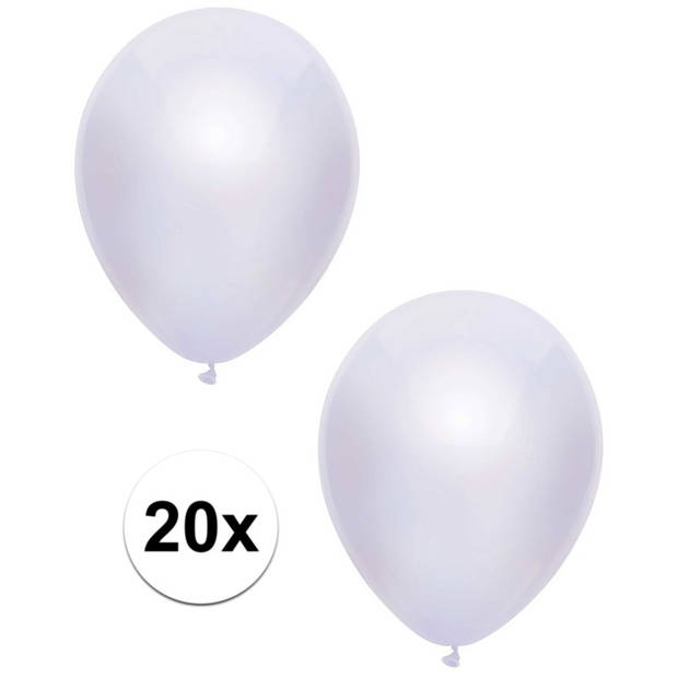 20x Witte metallic heliumballonnen 30 cm - Ballonnen