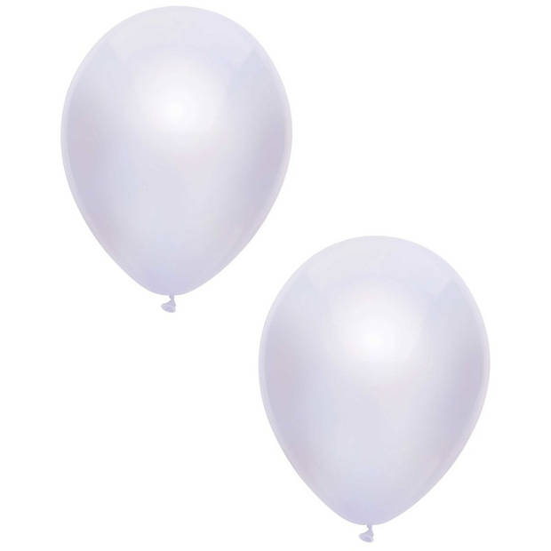 20x Witte metallic heliumballonnen 30 cm - Ballonnen