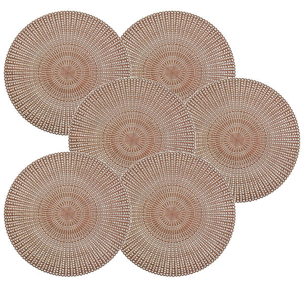 6x Ronde onderleggers/placemats voor borden koper 41 cm - Placemats