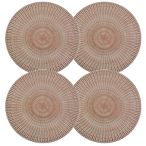 4x Ronde onderleggers/placemats voor borden koper 41 cm - Placemats