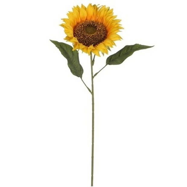 3x stuks mica gele kunst zonnebloemen kunstbloemen 70 cm decoratie - Kunstbloemen