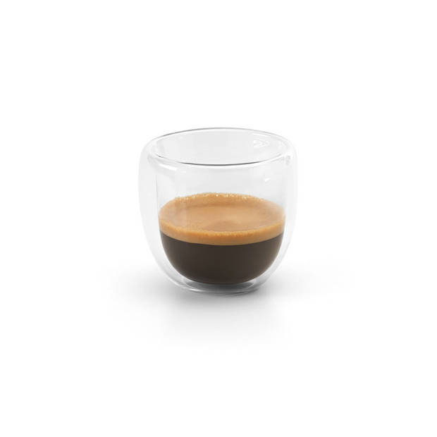 Set van 2x Koffie/espresso glazen dubbelwandig 70 ml - transparant - Koffie- en theeglazen