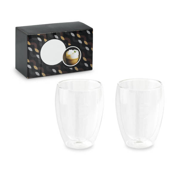 Set van 4x dubbelwandige glazen 350 ml transparant - Koffie- en theeglazen
