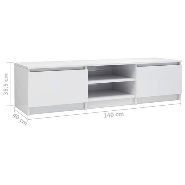 vidaXL Tv-meubel 140x40x35,5 cm bewerkt hout hoogglans wit