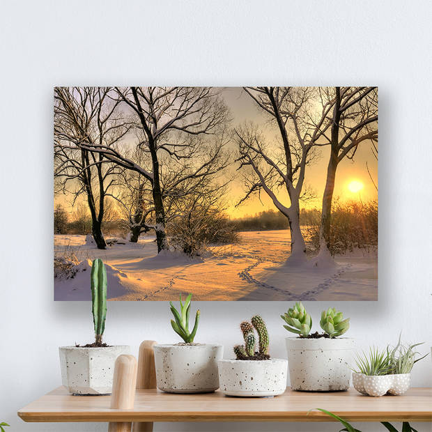 Canvas Schilderij Winterse Zonsondergang - B80x L60 cm