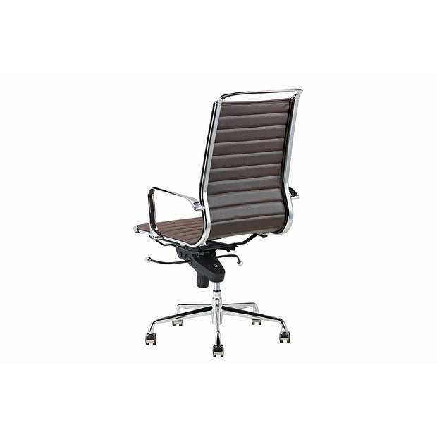 Feel Furniture - Hoge design bureaustoel - Echt leer - Donkerbruin