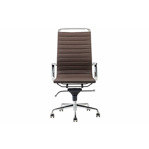 Feel Furniture - Hoge design bureaustoel - Echt leer - Donkerbruin