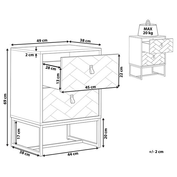 Beliani NUEVA - Nachtkast-Wit-MDF