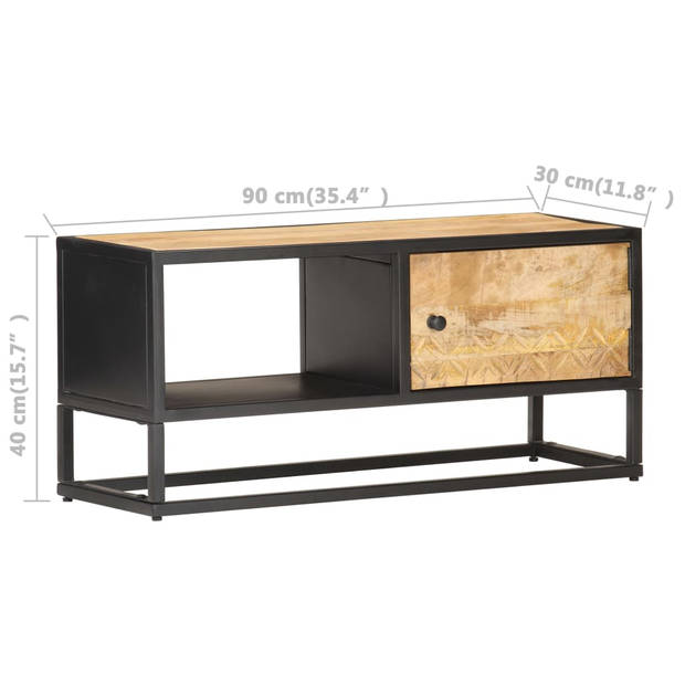 The Living Store TV-kast - Rustiek mangohout - 90 x 30 x 40 cm - 1 deur - 1 vak