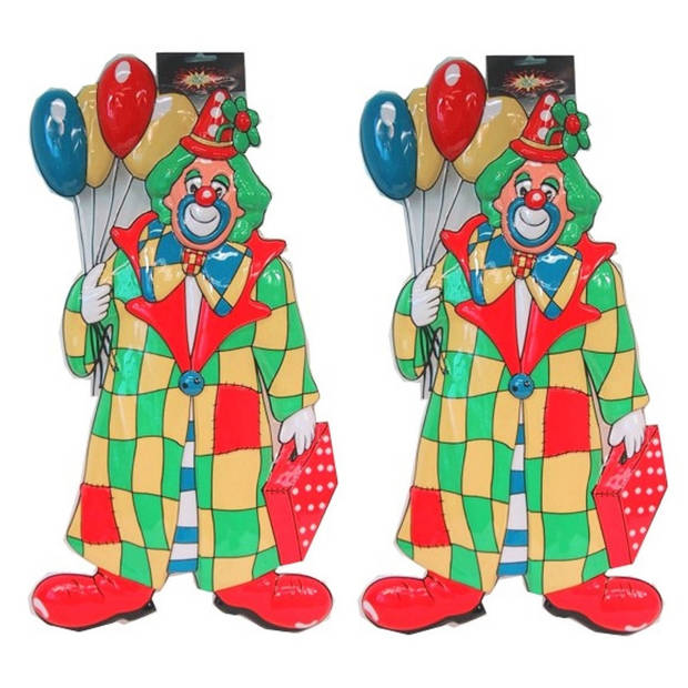 Clown carnaval decoratie met ballonnen 60 cm - Feestdecoratieborden