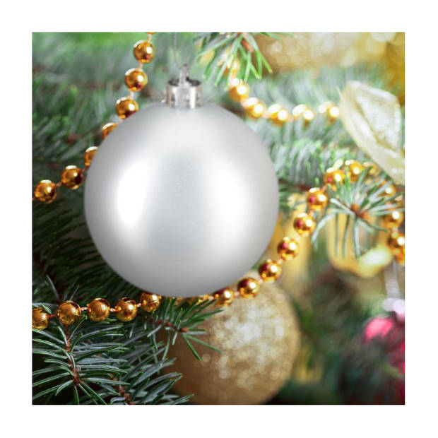 100x Zilveren kunststof kerstballen 3, 4 en 6 cm glitter, mat, glans - Kerstbal