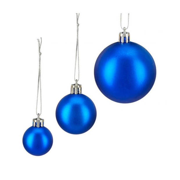 Relaxdays Kerstballen - 100x st - kobalt blauw - kunststof - Kerstbal