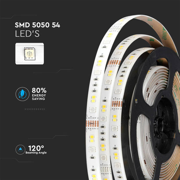 V-TAC VT-5050 54-EU Slimme LED-strip - 5m - Kits - IP65 - RGB+3IN1