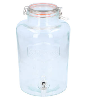 Limonade/water dispenser van glas met dop van 8 liter - Drankdispensers