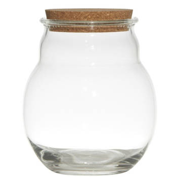 Glazen voorraadpot/snoeppot/terrarium vaas van 17 x 20 cm met kurk dop - Voorraadpot
