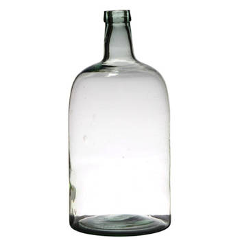Luxe stijlvolle flessen bloemenvaas B19 x H40 cm transparant glas - Vazen