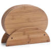 6x Ovale bamboe houten snij/serveerplanken met houder 24 cm - Snijplanken