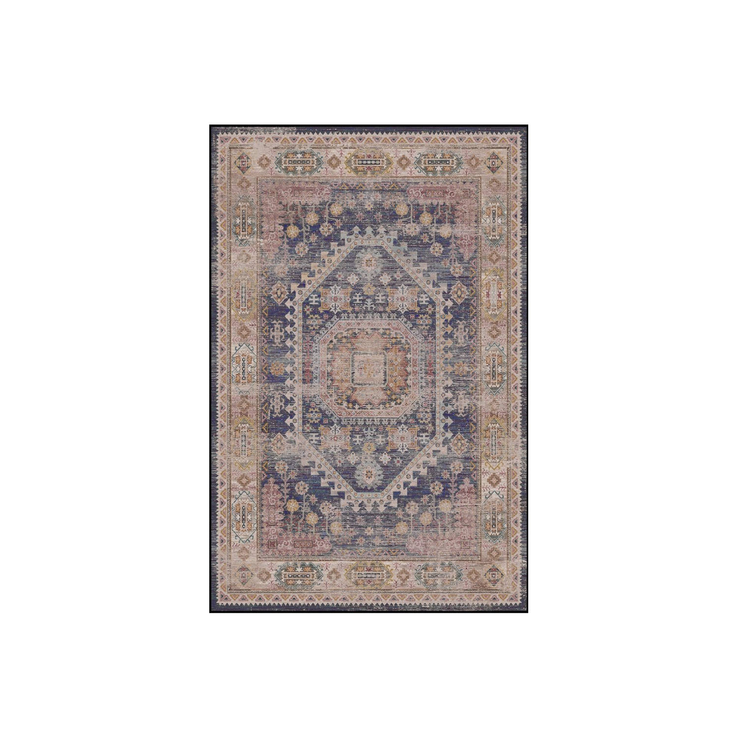 Vloerkleed vintage 70x140cm rood blauw perzisch oosters tapijt