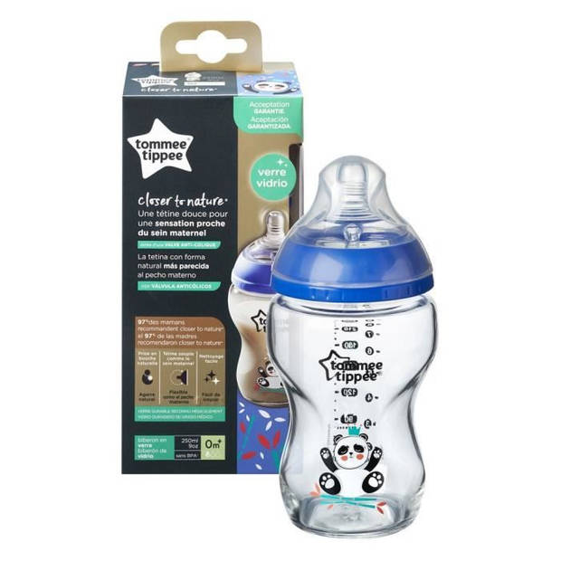 TOMMEE TIPPEE Babyfles CTN Glas 250ml gedecoreerd jongen