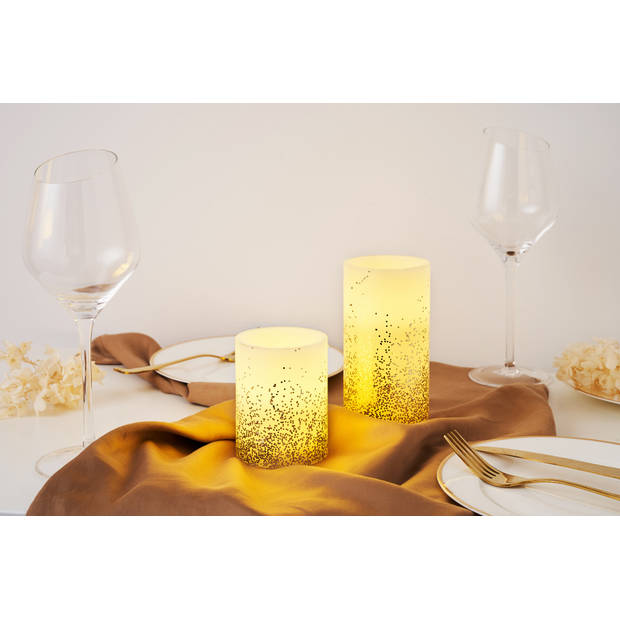 Pauleen LED-kaarsen Wax Golden Glitter - 2 stuks