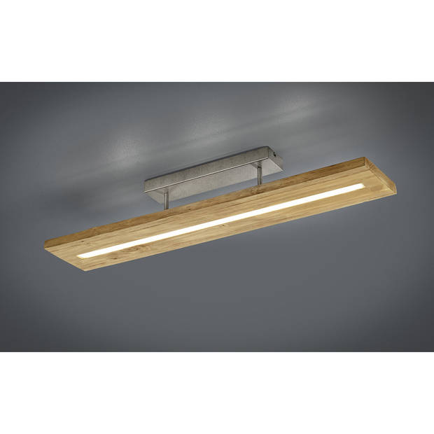 LED Plafondlamp - Trion Brida - 27W - Warm Wit 3000K - 1-lichts - Dimbaar - Rechthoek - Mat Bruin - Natuurhout