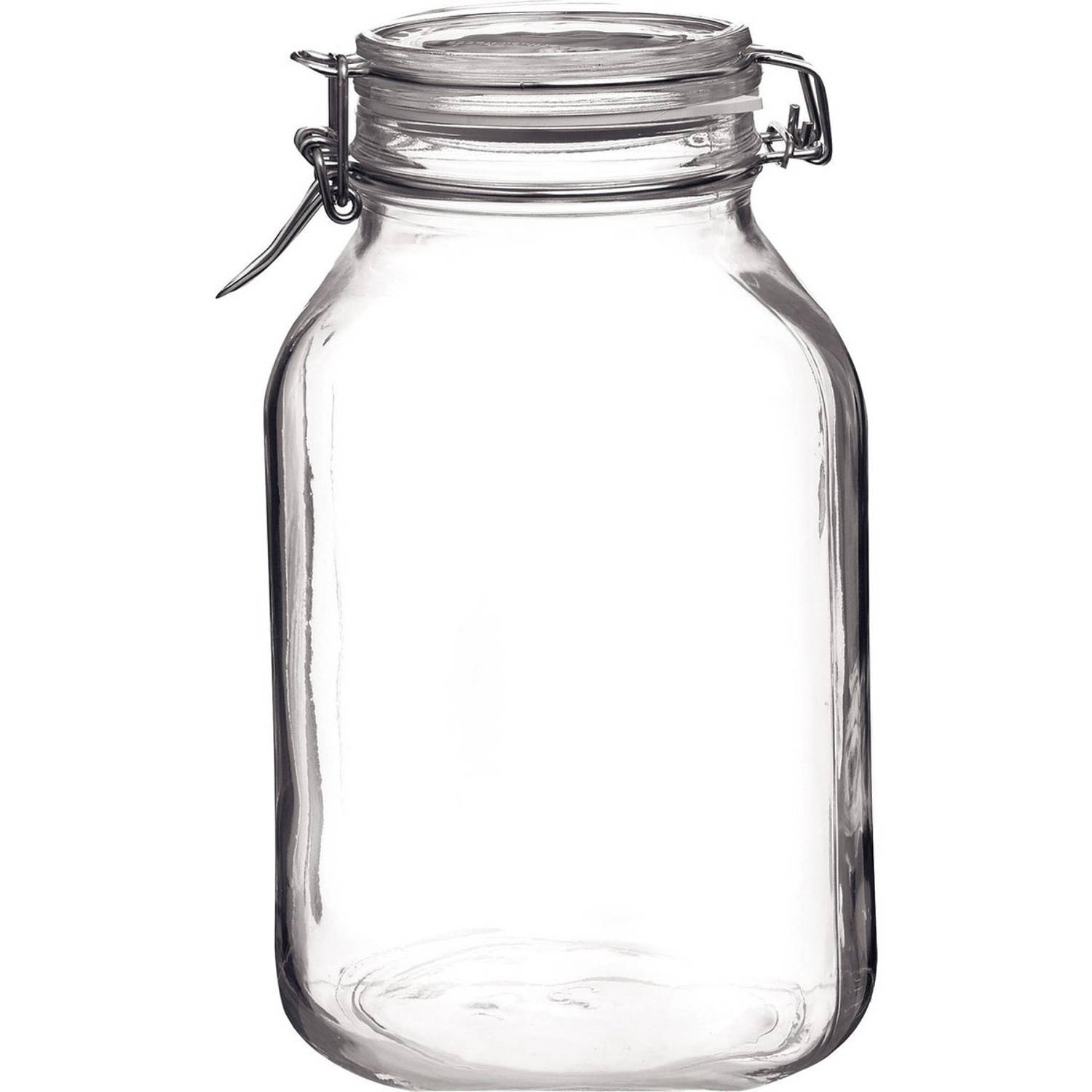 1x Glazen confituren pot/weckpot 1,5 liter met beugelsluiting en rubberen ring - Wandklokken