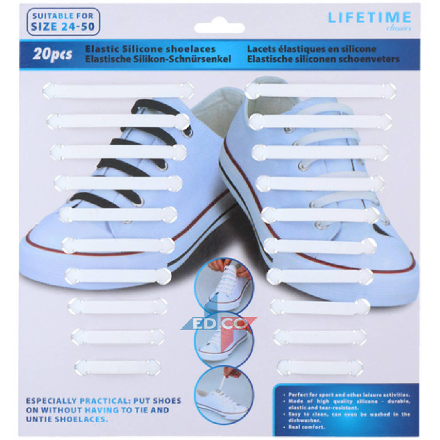pleegouders campus Bij Lifetime Classics schoenveters 7,5-10,5 cm siliconen wit | Blokker