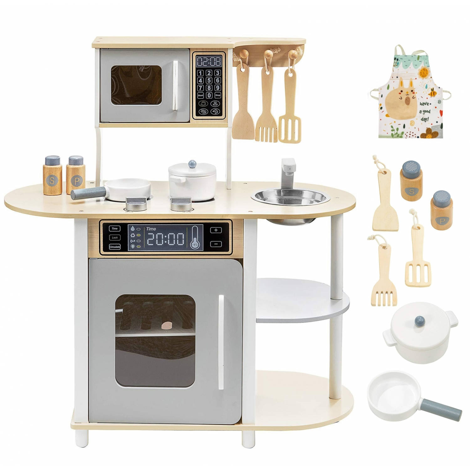 slogan herfst Reinig de vloer Keukentje - Mamabrum BEIGE - Speelgoed houten speel keuken - | Blokker
