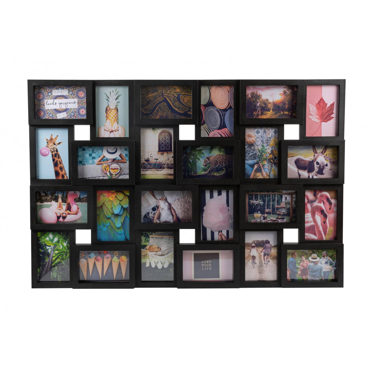 Henzo Fotolijst - Magnolia Gallery - Collagelijst voor 24 foto\&apos;s - Fotomaat 10x15 cm - Zwart