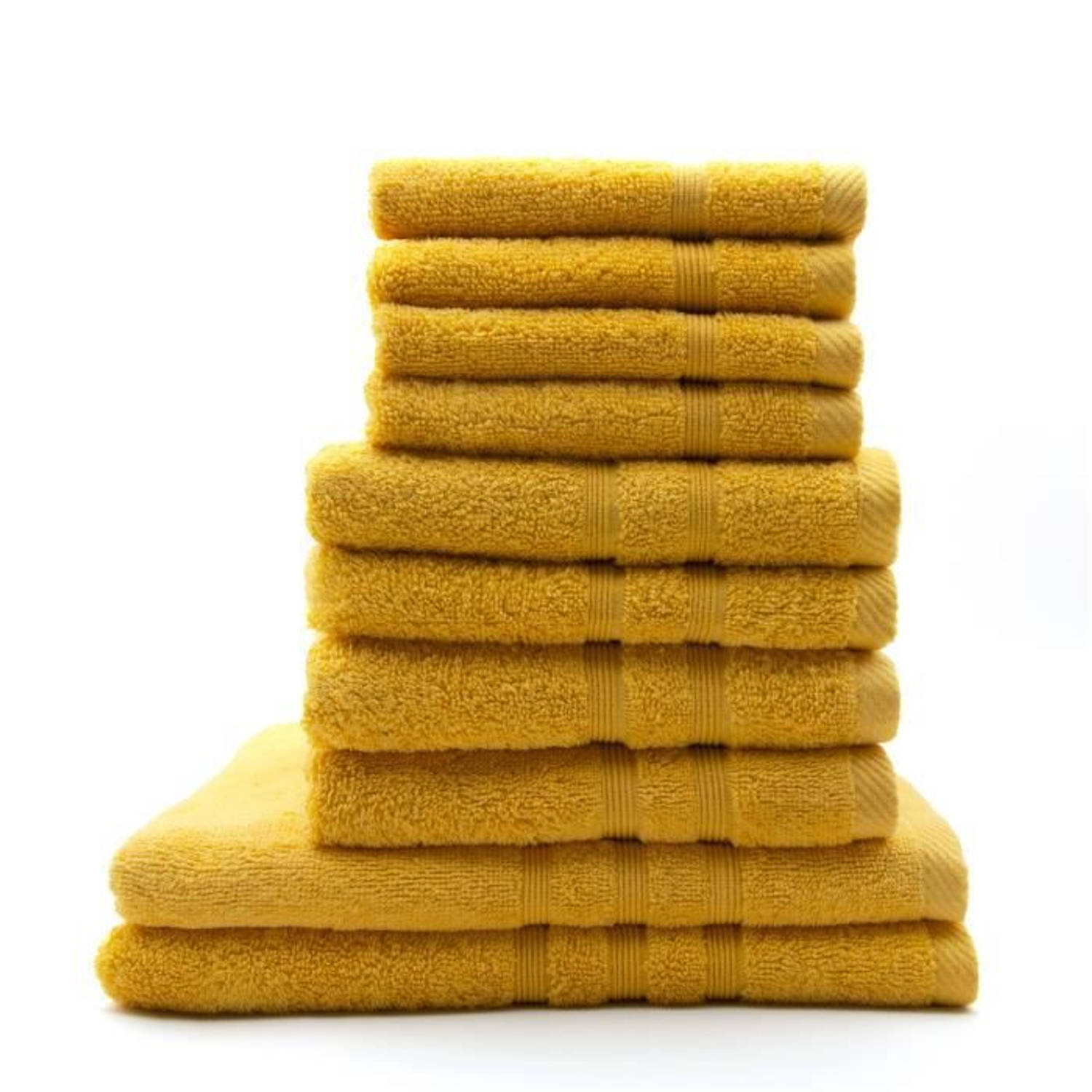 VANDAAG Set van 4 handdoeken 30 x 50 cm + 4 handdoeken 50 x 100 cm + 2 badhanddoeken 70 x 130 cm Saffraan - 100% katoen