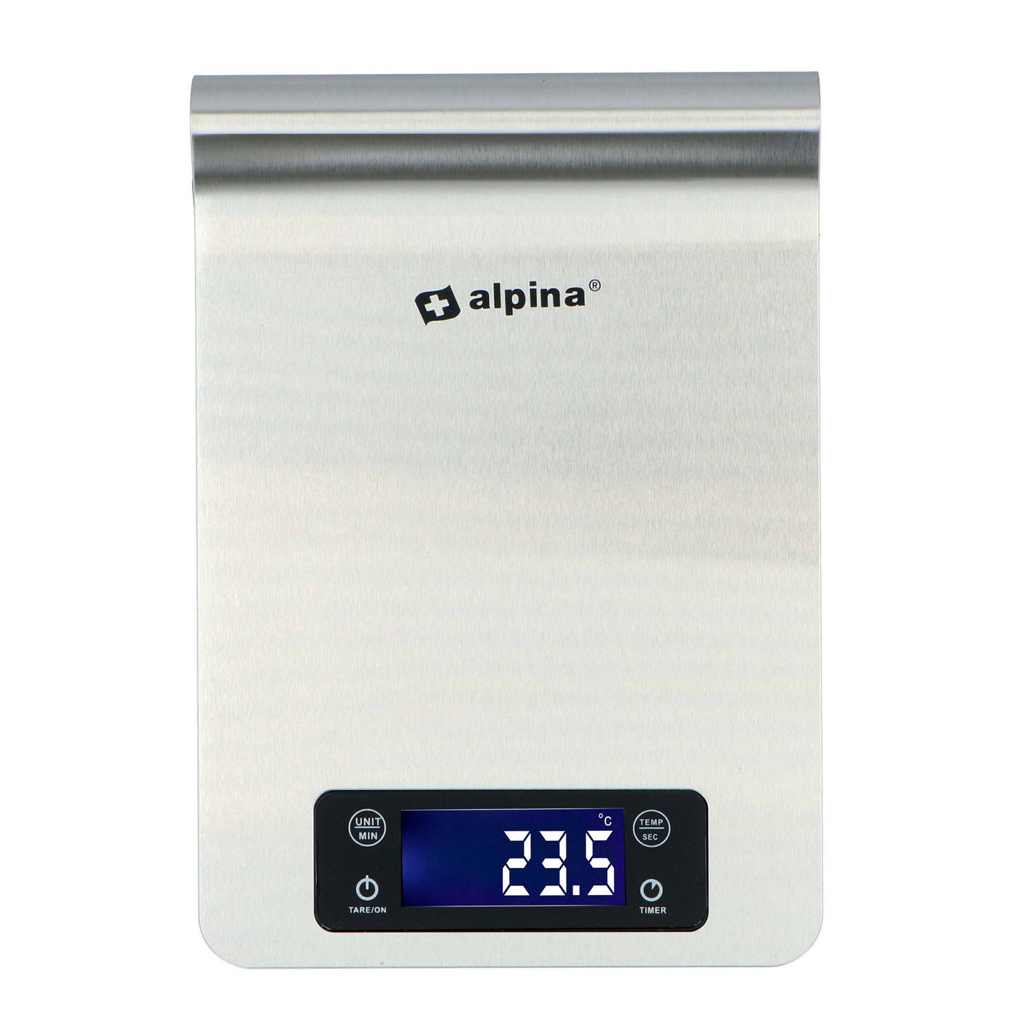 Alpina Digitale Keukenweegschaal - Ophangbaar - met Timer - met Thermometer tot 5 Kilo - RVS | Blokker
