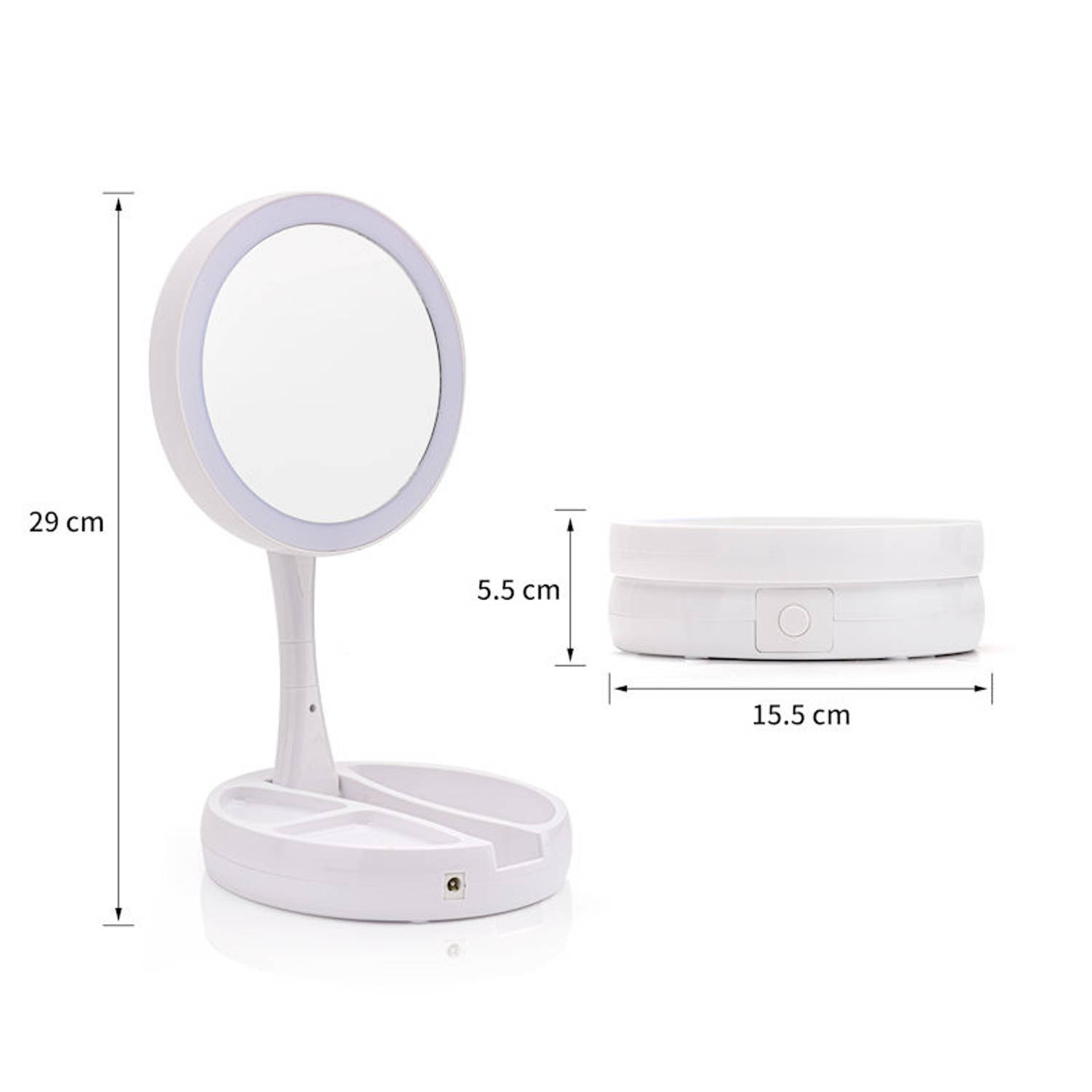 Inklapbare Make Up Spiegel LED verlichting - 10x Vergroting - | Blokker