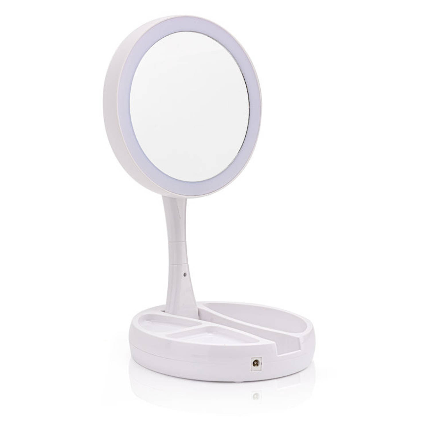 Decopatent® Inklapbare Make-Up Spiegel met LED verlichting - 10x Vergroting -  Opvouwbare staande Makeup Spiegel - Vergrootspiegel