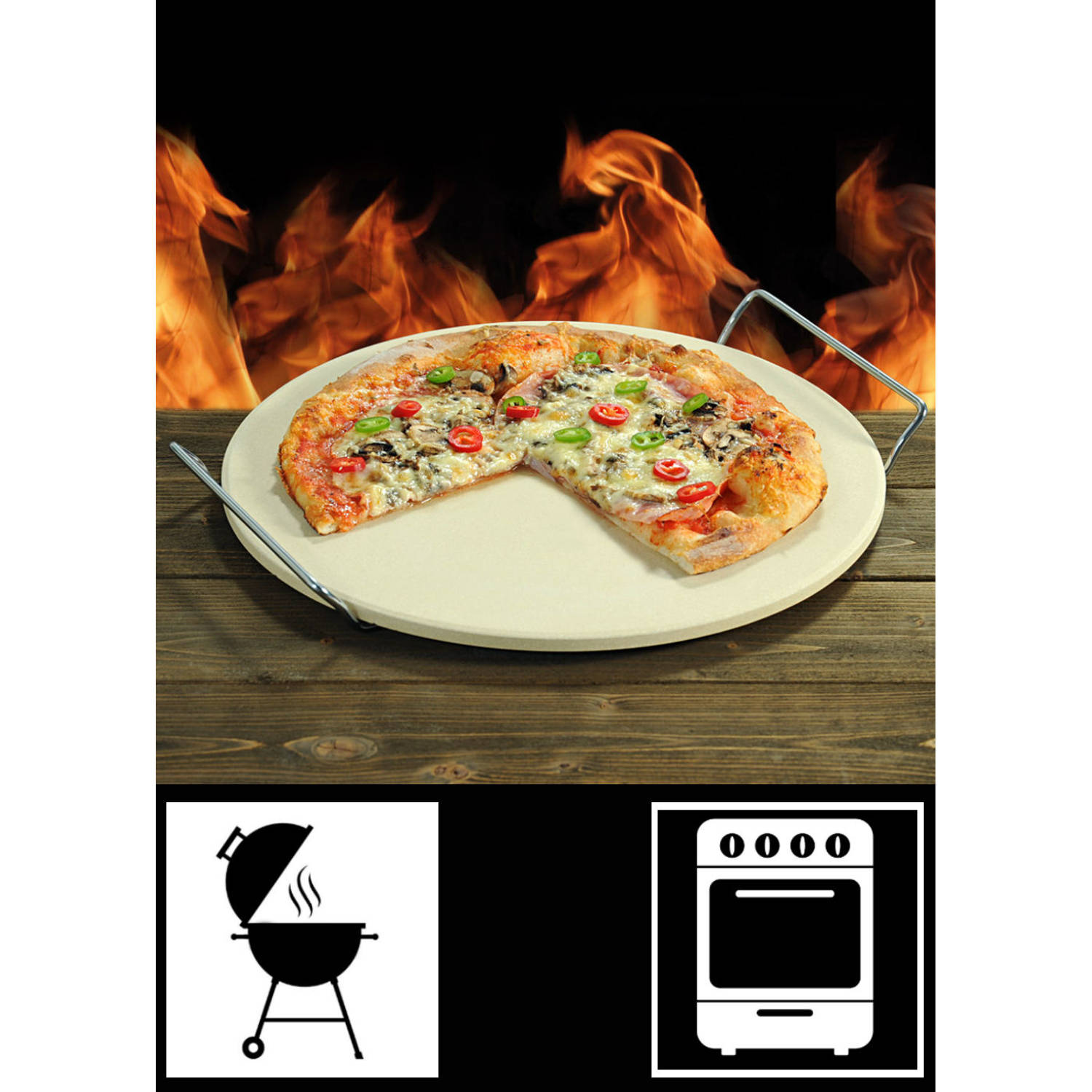 - Pizzasteen voor Bbq of Oven - Ø33 cm - Pizzasteen met | Blokker