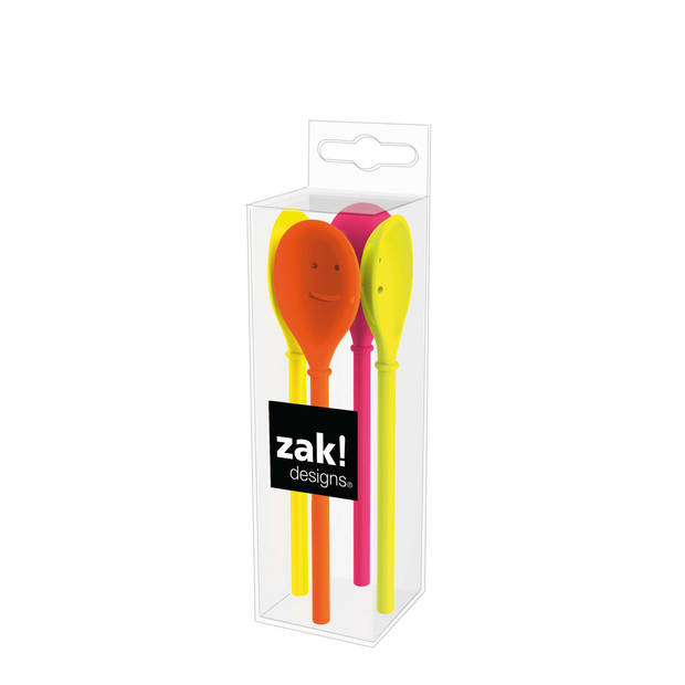 Zak!Designs - Outdoor Happy Spoon Klein 14 cm Set van 4 Stuks - Melamine - Multicolor