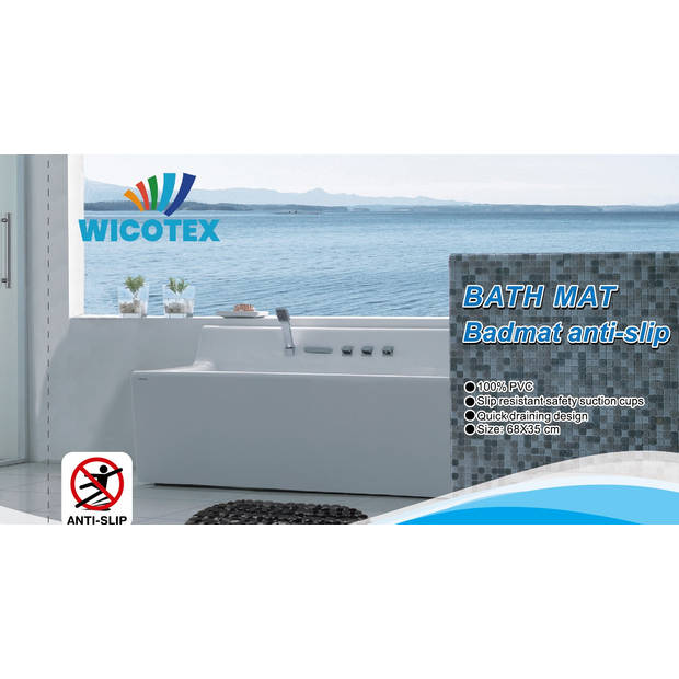Wicotex Badmat antislip- zwart 68x35cm