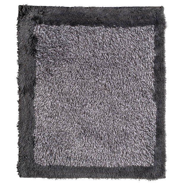 Wicotex-Badmatset-Badmat-Toiletmat-Bidetmat grijs met zwarte rand