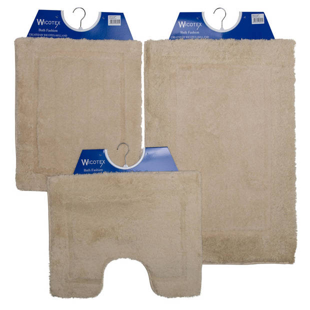 Wicotex-Toiletmat uni beige-Antislip onderkant-WC mat-met uitsparing