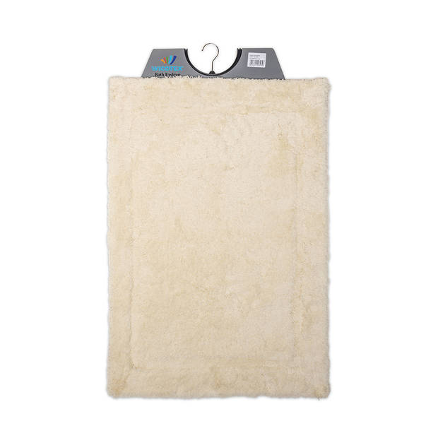 Wicotex-Badmat set met Toiletmat-WC mat-met uitsparing beige uni-Antislip onderkant