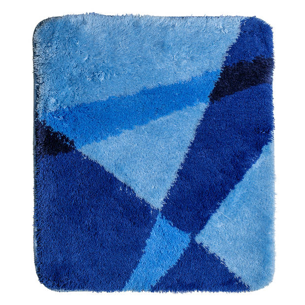 Wicotex-Badmatset-Badmat-Toiletmat-Bidetmat blauw gestreept