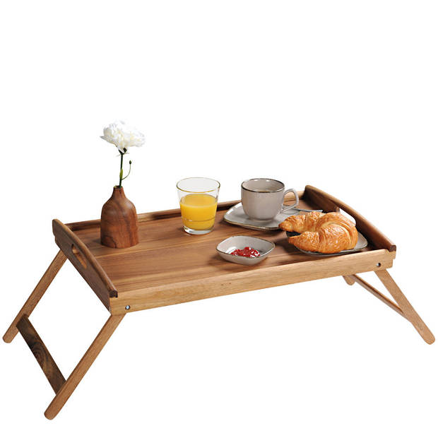 FSC® Acacia houten inklapbare bedtafel voor op bed met dienblad -