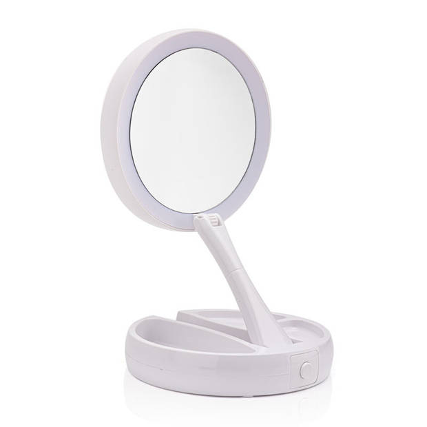 Inklapbare Make Up Spiegel met LED verlichting - 10x Vergroting -