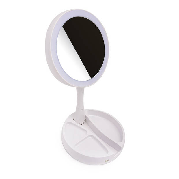 Inklapbare Make Up Spiegel met LED verlichting - 10x Vergroting -