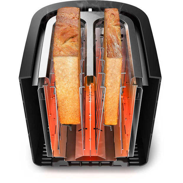 Heerlijk knapperig geroosterd brood, zelfgesneden of voorgesneden met de Philips HD2650/90 broodrooster