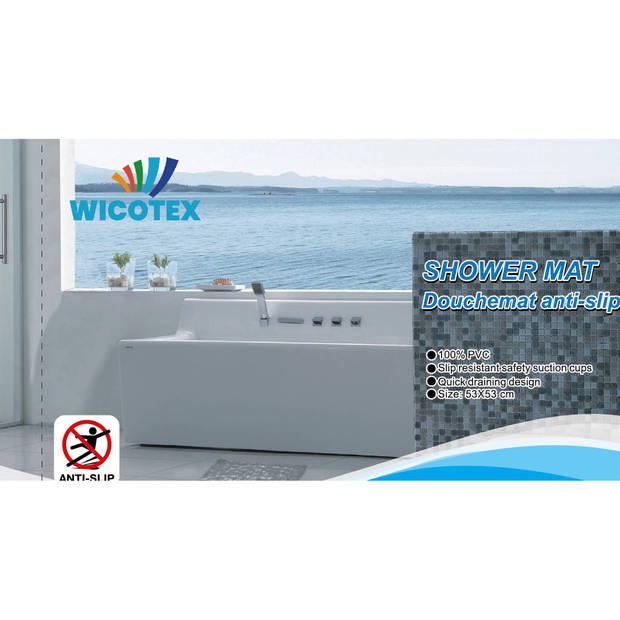 Wicotex Douchemat-douche antislip voor douche zwart 53x53cm