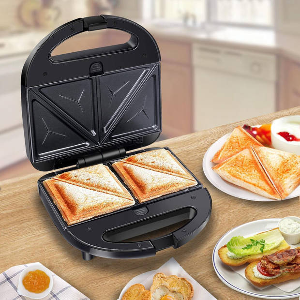 Tosti Ijzer - Tosti Apparaat - Aigi Rubo - Contactgrill 3 in 1 - CoolTouch Hendel - Zwart